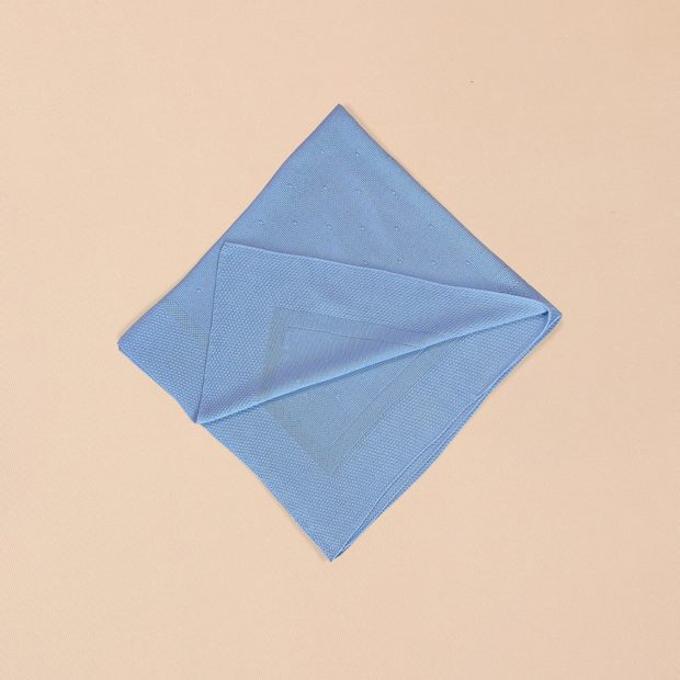 Knitted Baby Blanket  with Woven Border