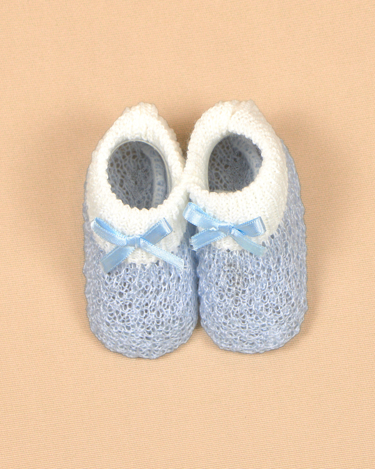 Knit Baby Booties with Lace Bows