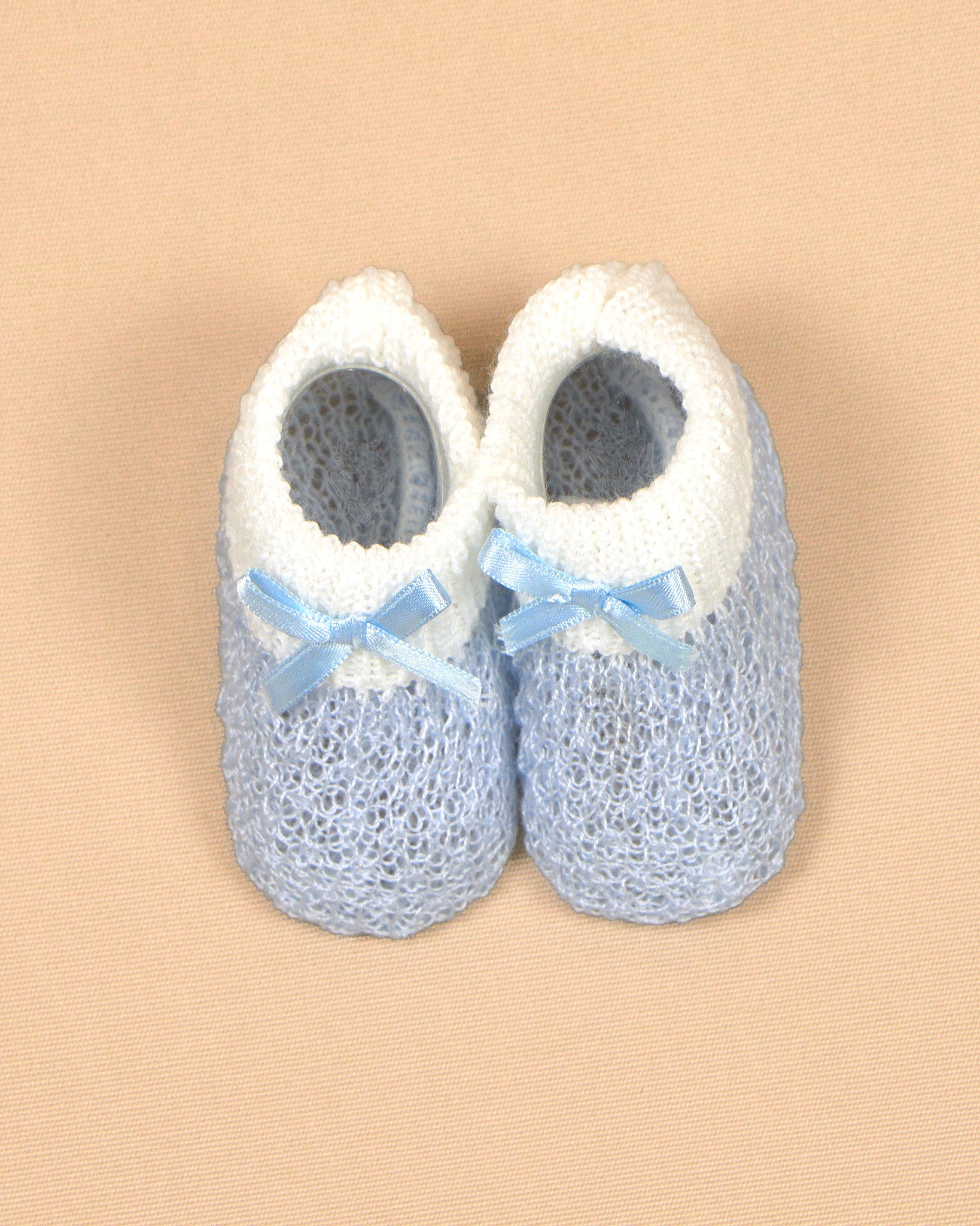 Knit Baby Booties with Lace Bows