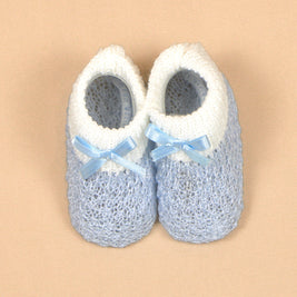 Knit Baby Booties with Lace Bows