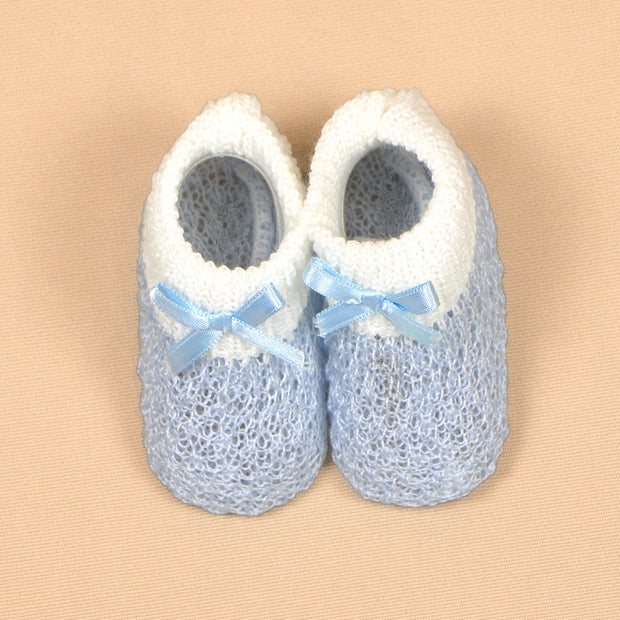 Knit Baby Booties with Lace Bows