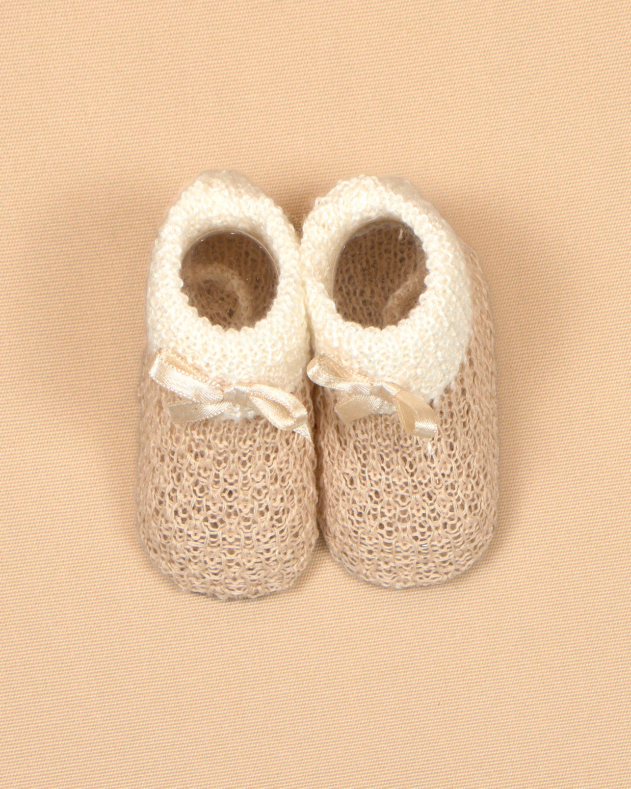 Knit Baby Booties with Lace Bows