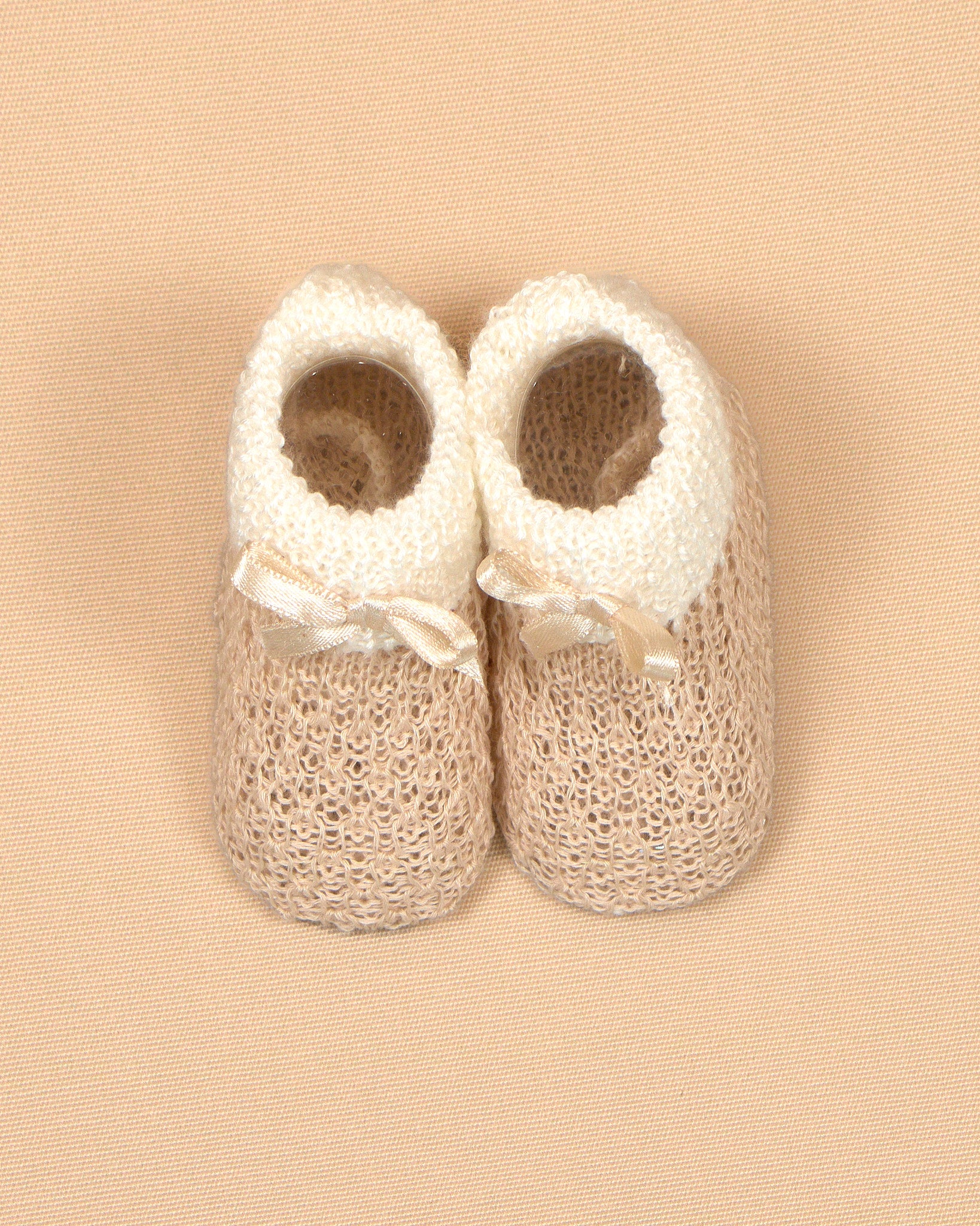 Knit Baby Booties with Lace Bows