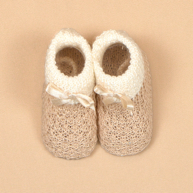 Knit Baby Booties with Lace Bows