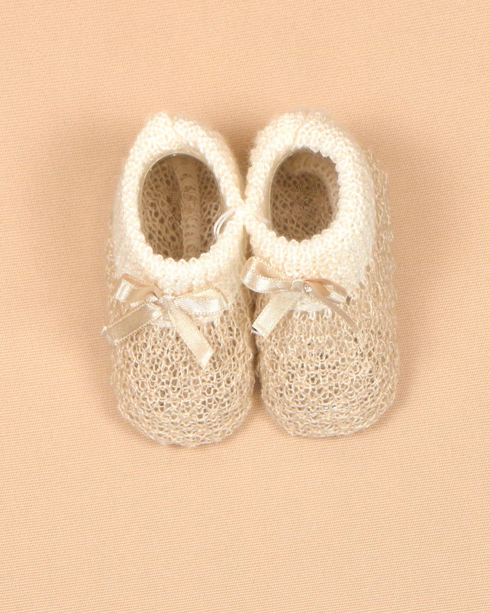 Knit Baby Booties with Lace Bows