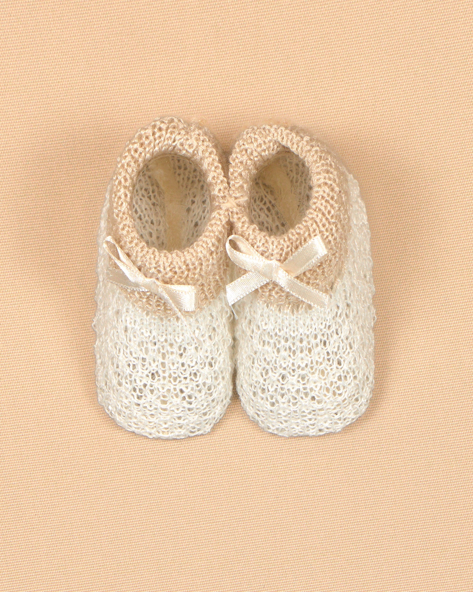 Knit Baby Booties with Lace Bows