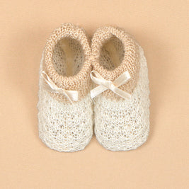 Knit Baby Booties with Lace Bows