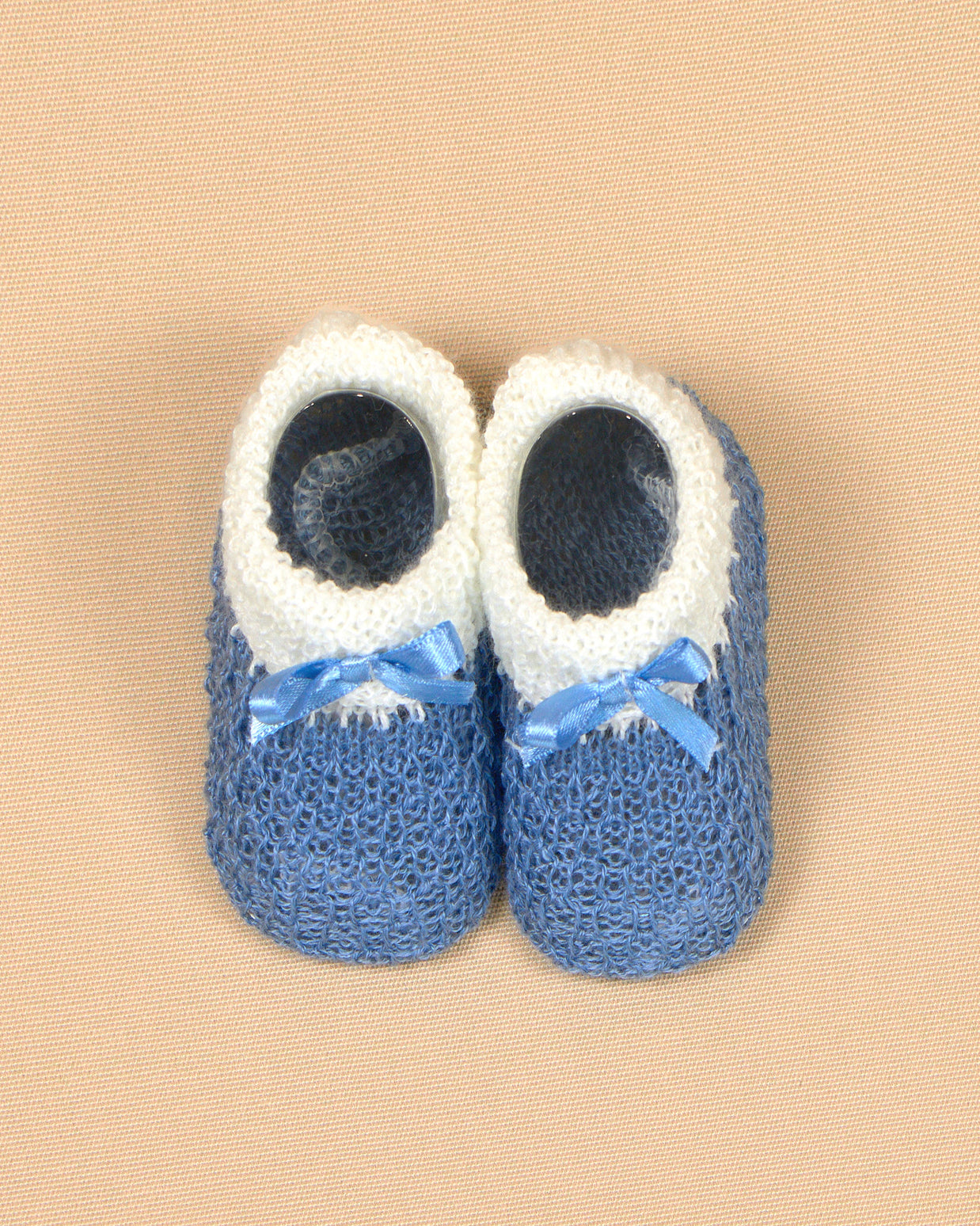 Knit Baby Booties with Lace Bows