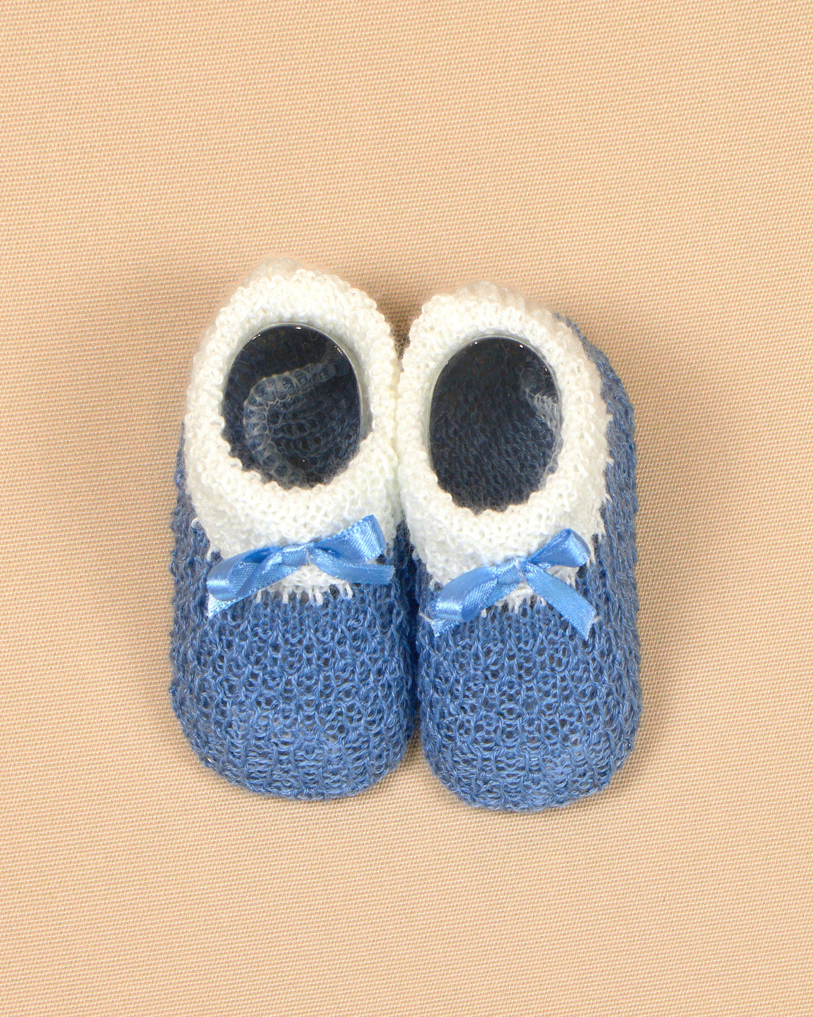 Knit Baby Booties with Lace Bows