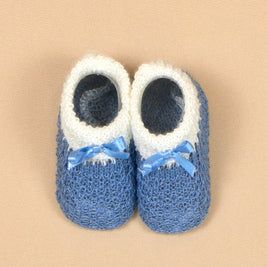 Knit Baby Booties with Lace Bows