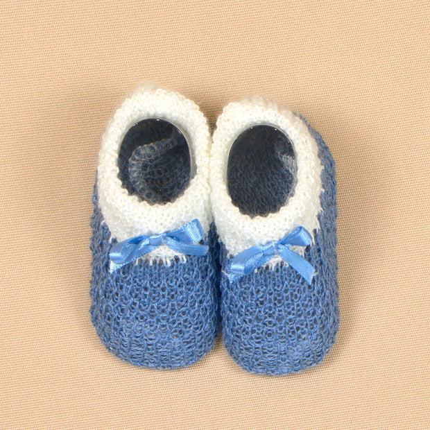 Knit Baby Booties with Lace Bows