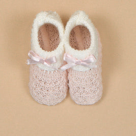 Knit Baby Booties with Lace Bows