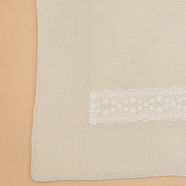 Cream Baptismal Blanket with Lace Detail