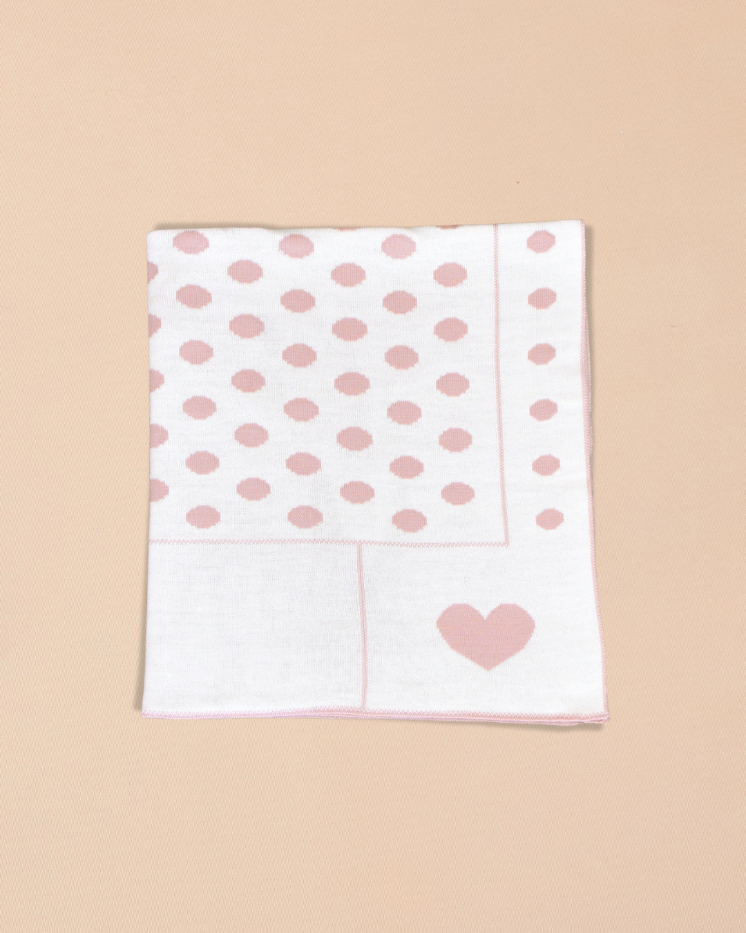 Reversible  Blanket with Polka Dots and Heart Motifs