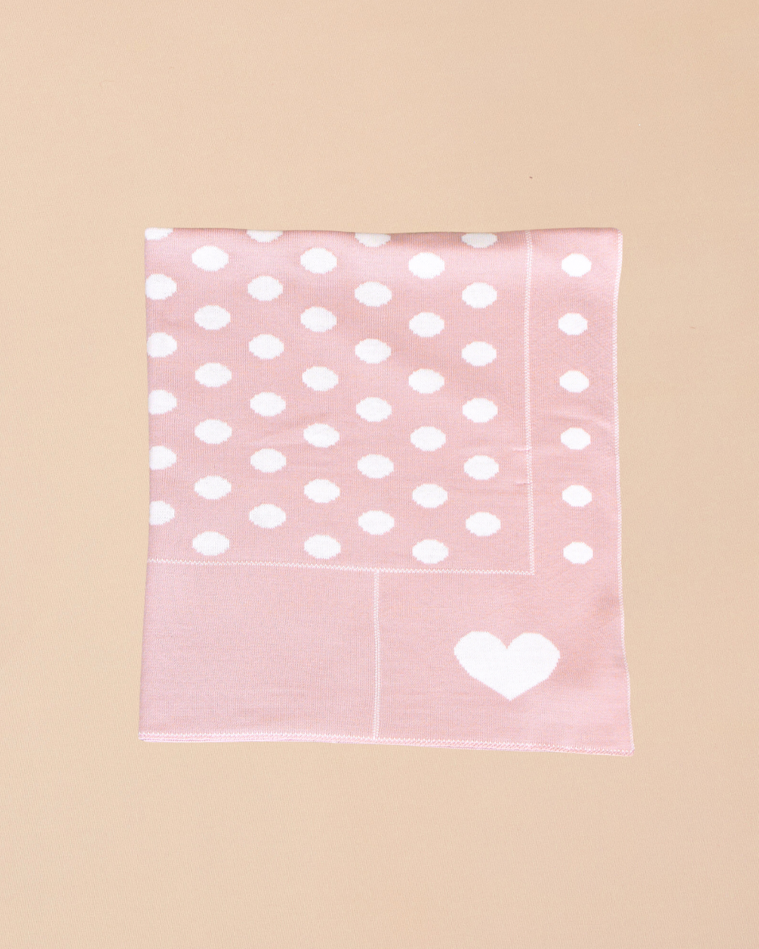 Reversible  Blanket with Polka Dots and Heart Motifs