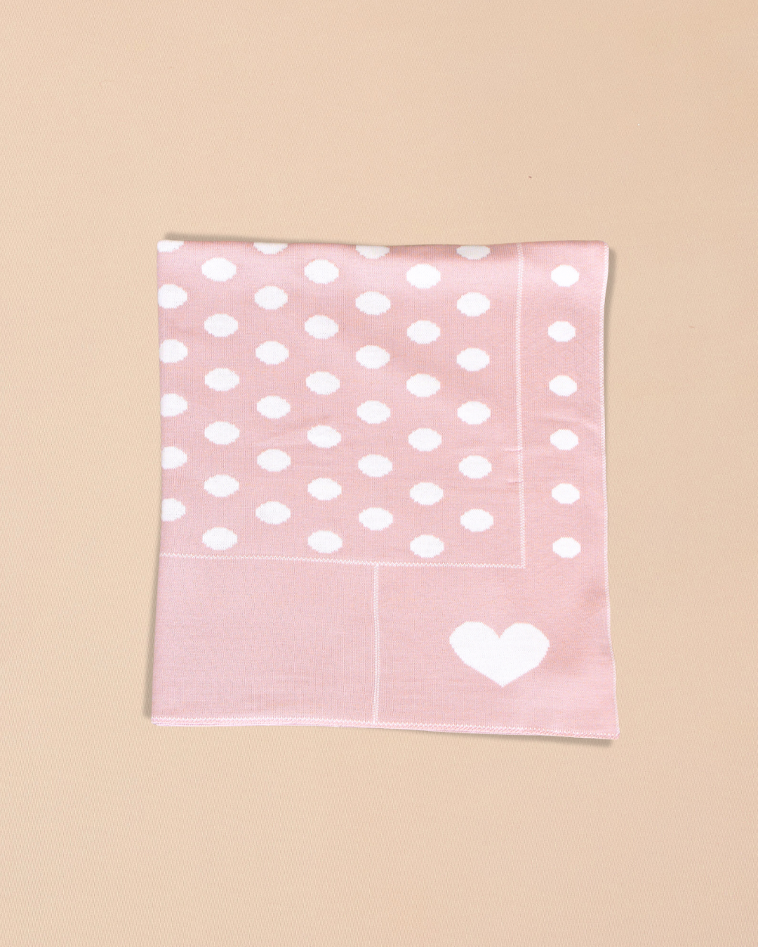 Reversible  Blanket with Polka Dots and Heart Motifs