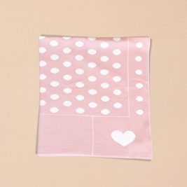 Reversible  Blanket with Polka Dots and Heart Motifs