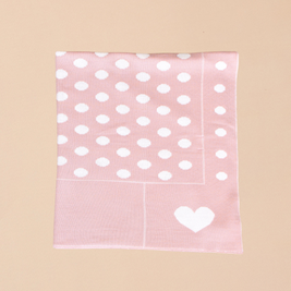Reversible  Blanket with Polka Dots and Heart Motifs