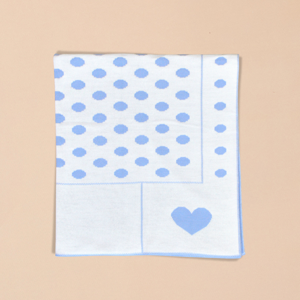 Reversible  Blanket with Polka Dots and Heart Motifs