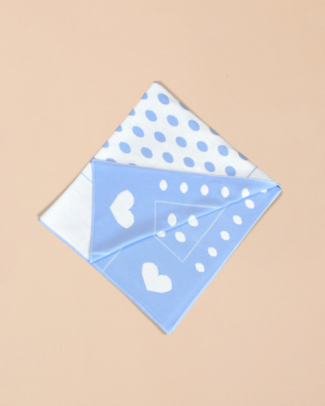 Reversible  Blanket with Polka Dots and Heart Motifs