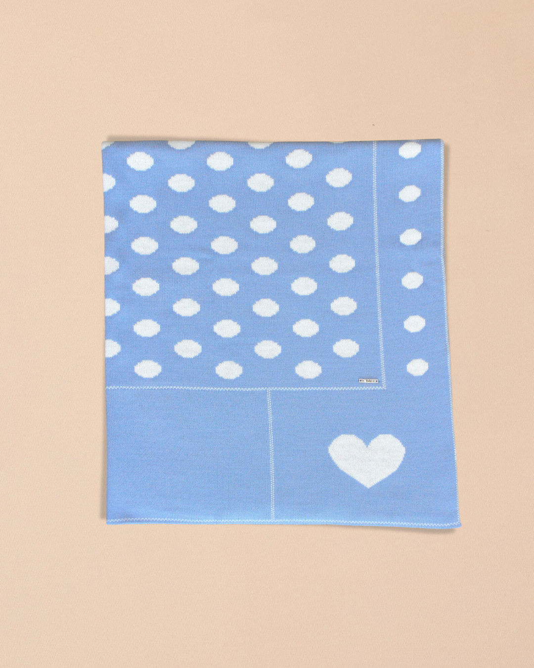 Reversible  Blanket with Polka Dots and Heart Motifs