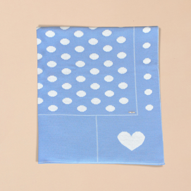 Reversible  Blanket with Polka Dots and Heart Motifs