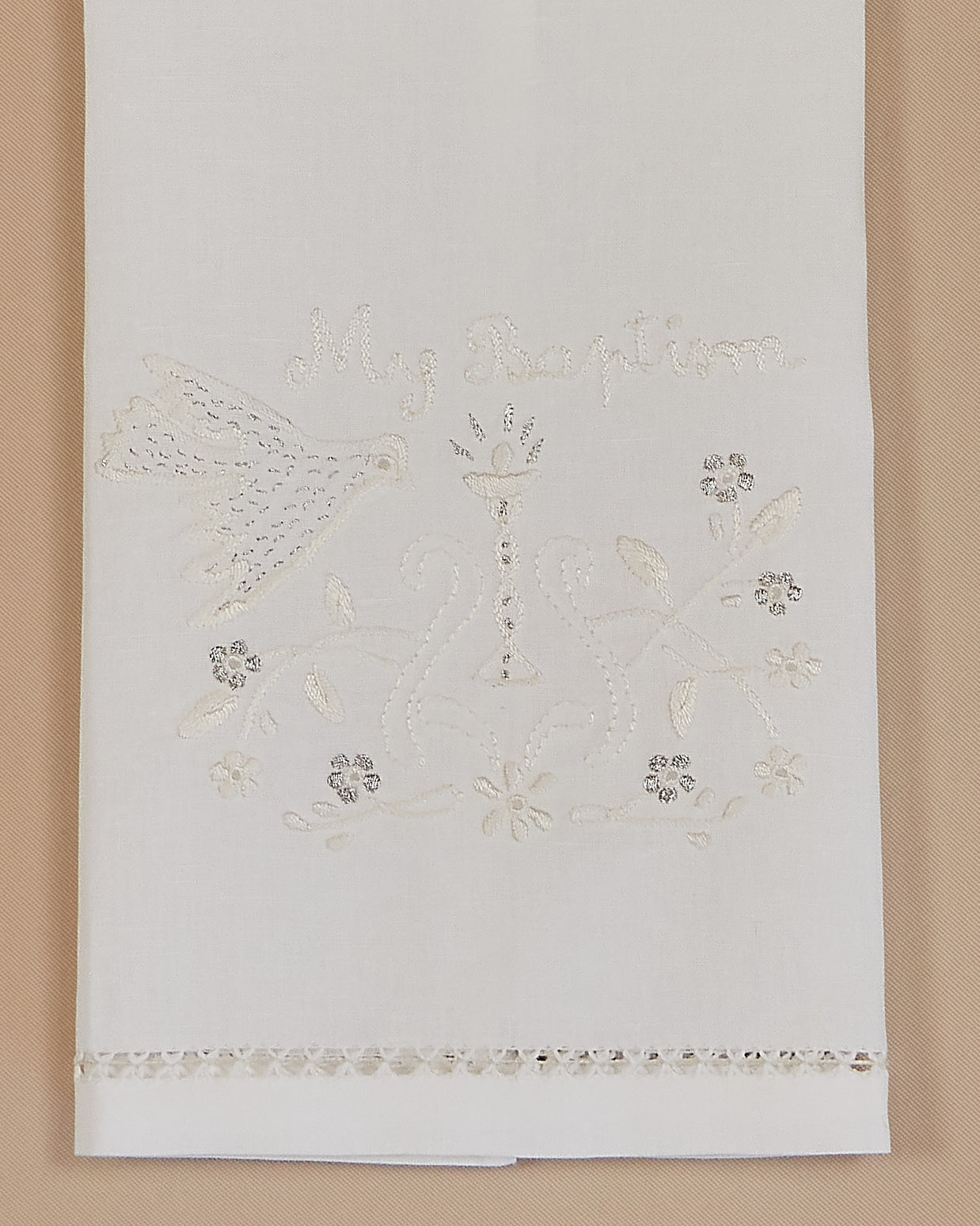Baptism Towel with Dove & Chalice Embroidery