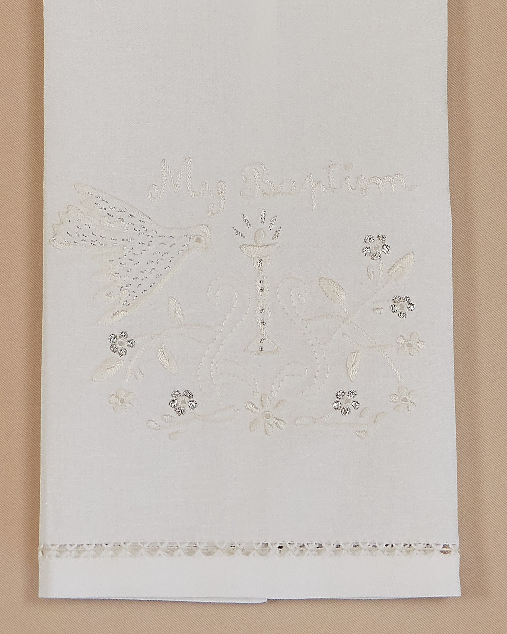 Baptism Towel with Dove & Chalice Embroidery