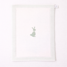Knit Blanket with Bunny Motif