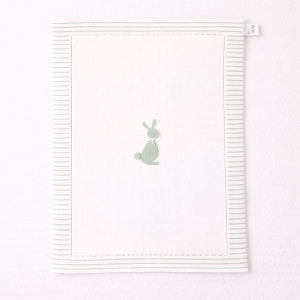 Knit Blanket with Bunny Motif