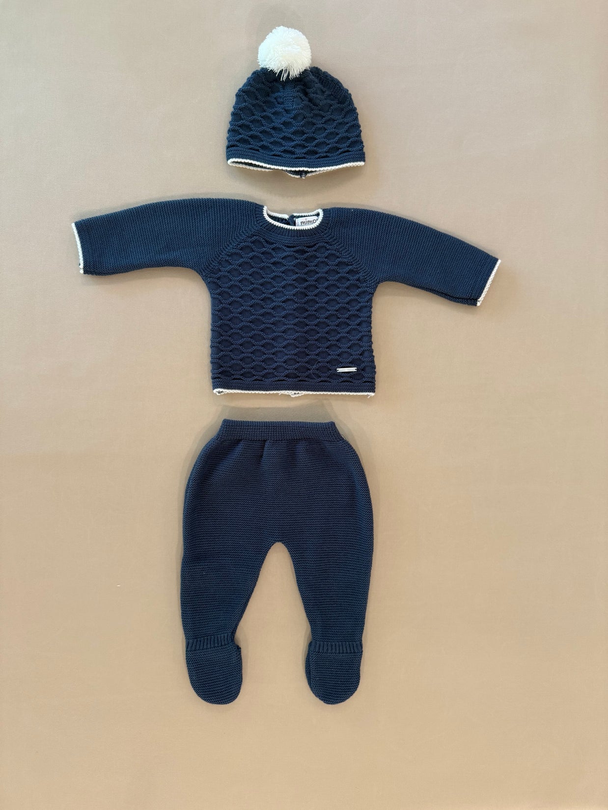 Boys Knit 3 Piece Sweater, Pants & Bonnet