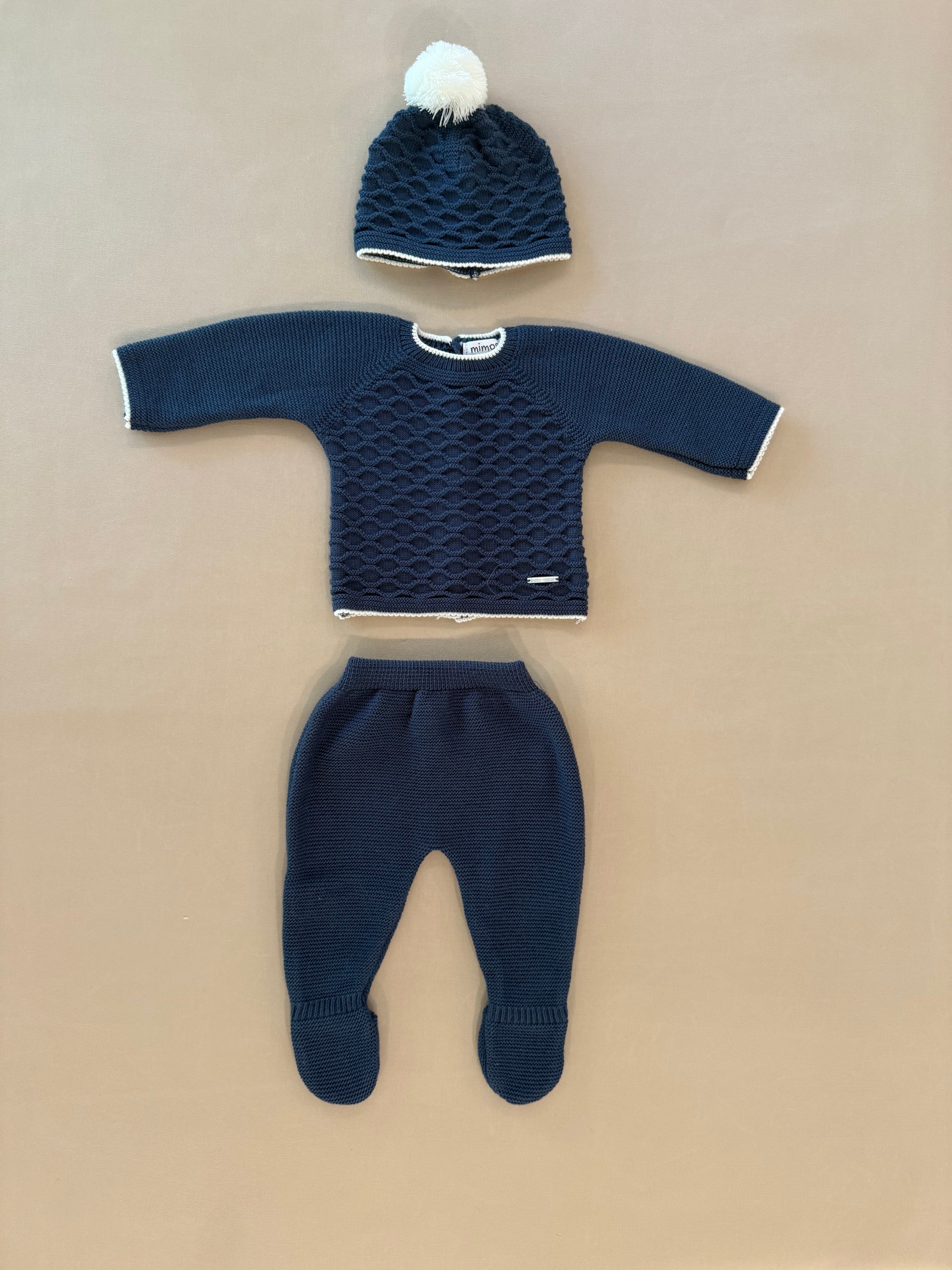 Boys Knit 3 Piece Sweater, Pants & Bonnet