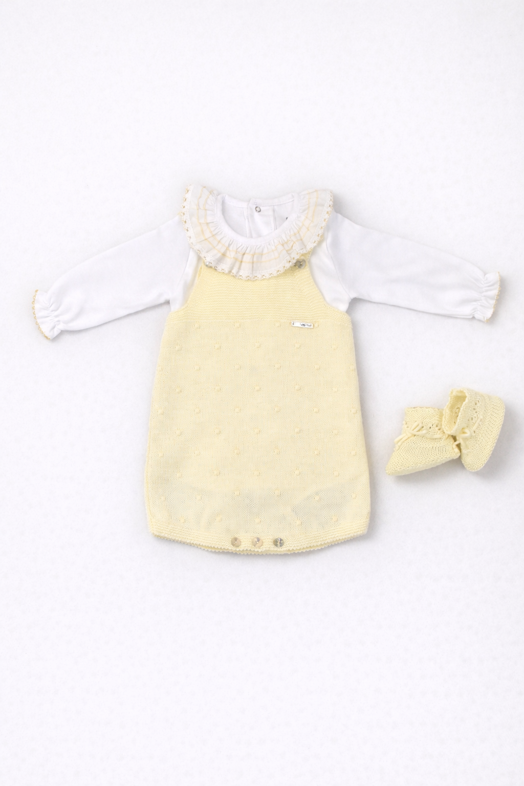 Lucia Knit Romper with Ruffled Top & Booties