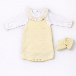 Lucia Knit Romper with Ruffled Top & Booties