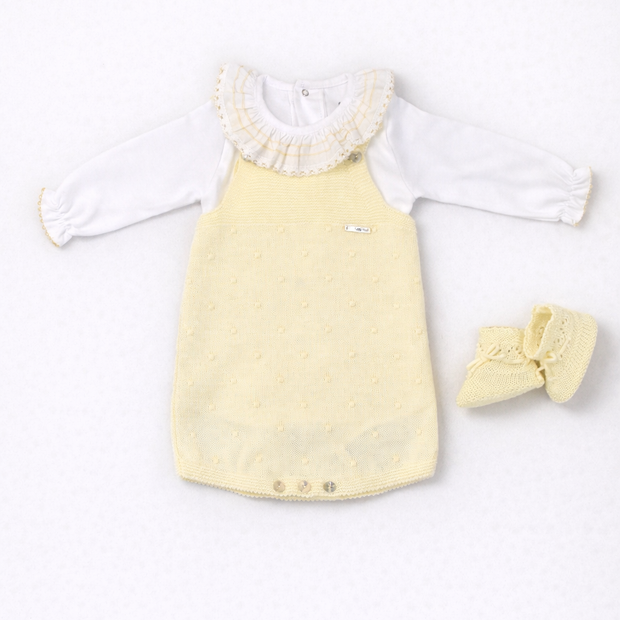 Lucia Knit Romper with Ruffled Top & Booties