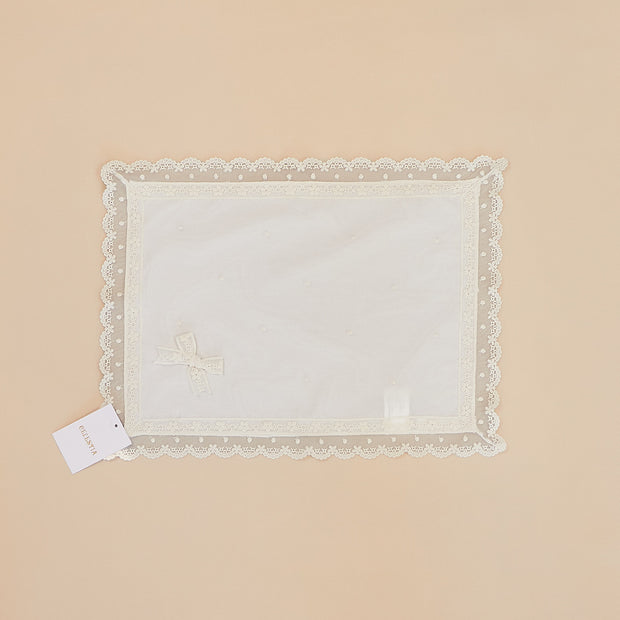 Baptismal Burp Towel with Lace Embroidered Details