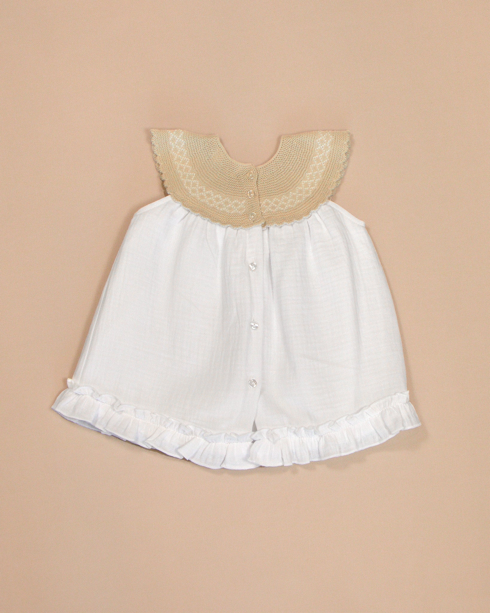 Maria Dress with Yoke & Satin Bow – Knit Booties