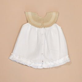 Maria Dress with Yoke & Satin Bow – Knit Booties