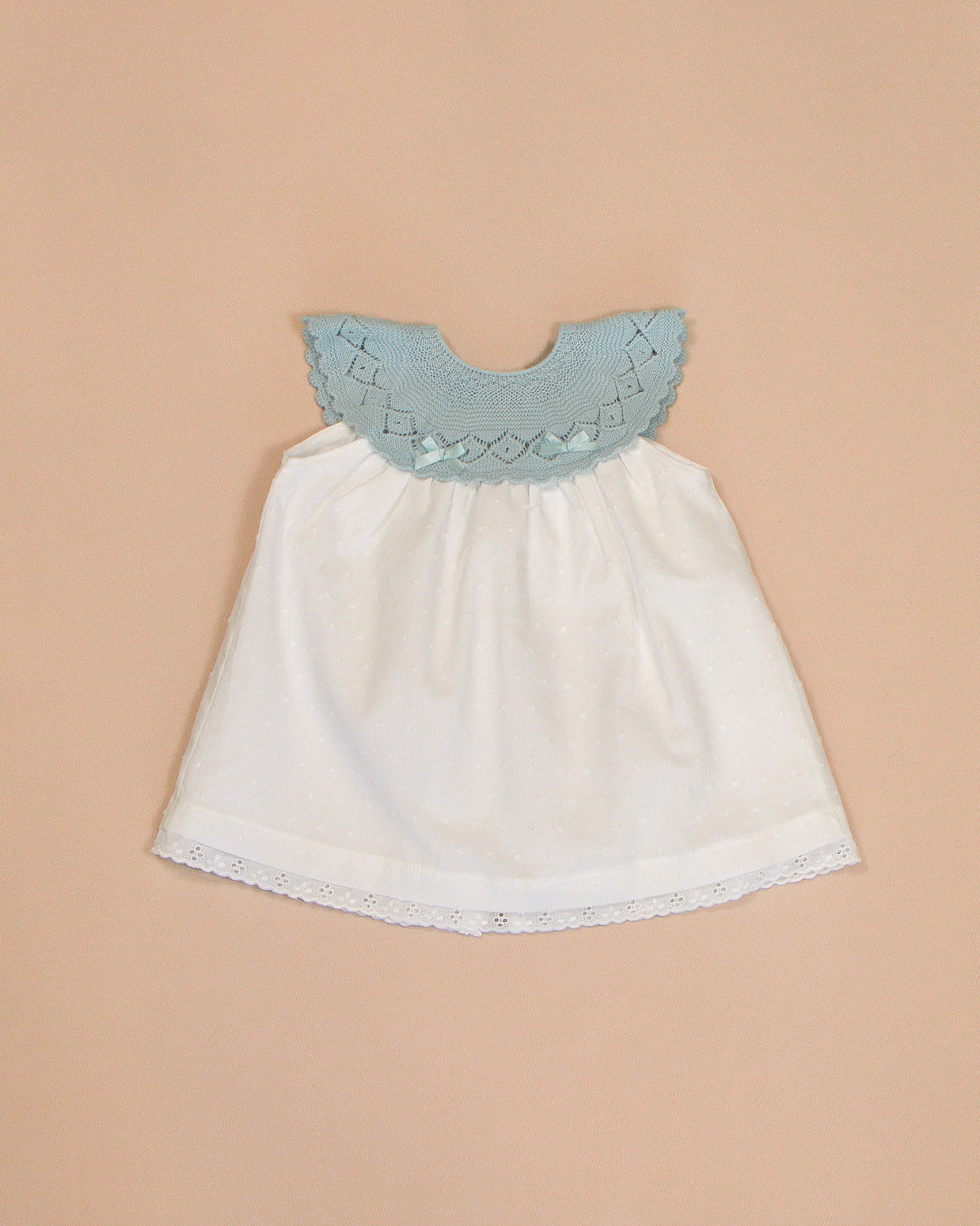 Patricia Dress with Knitted Scalloped Collar & Lace Trim