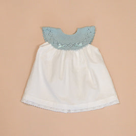 Patricia Dress with Knitted Scalloped Collar & Lace Trim