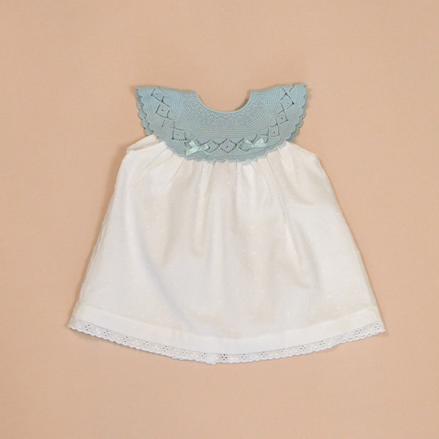 Patricia Dress with Knitted Scalloped Collar & Lace Trim