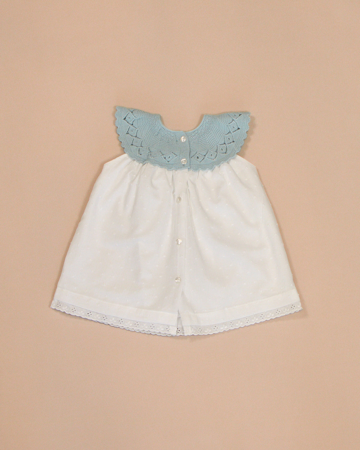 Patricia Dress with Knitted Scalloped Collar & Lace Trim