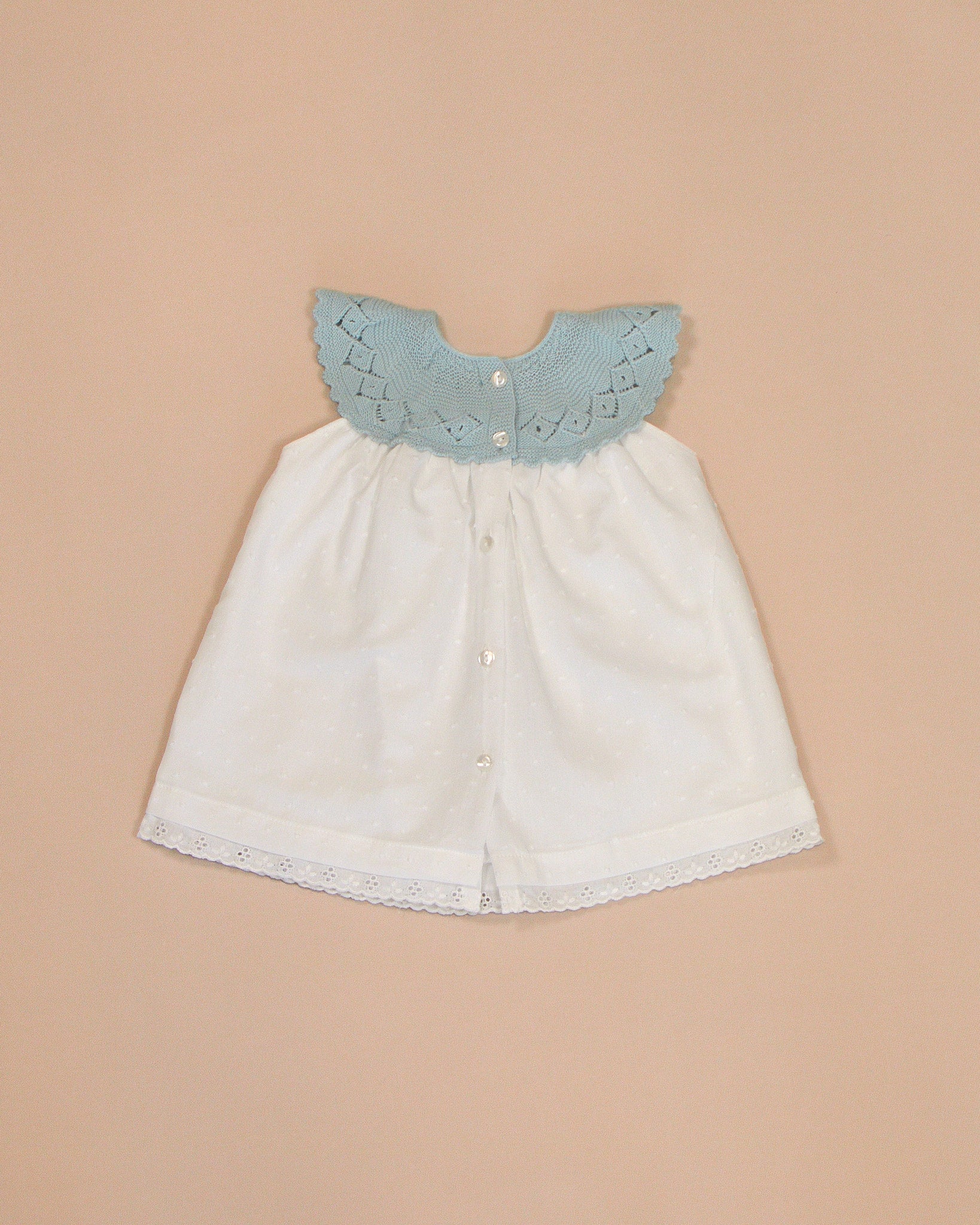 Patricia Dress with Knitted Scalloped Collar & Lace Trim