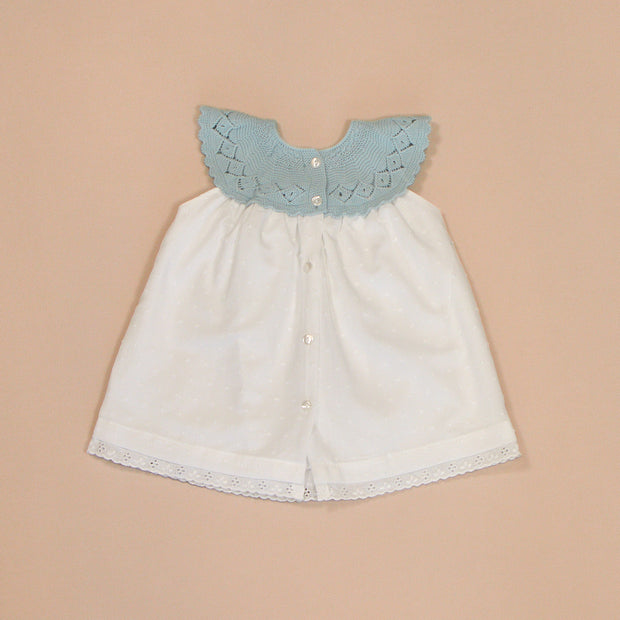 Patricia Dress with Knitted Scalloped Collar & Lace Trim