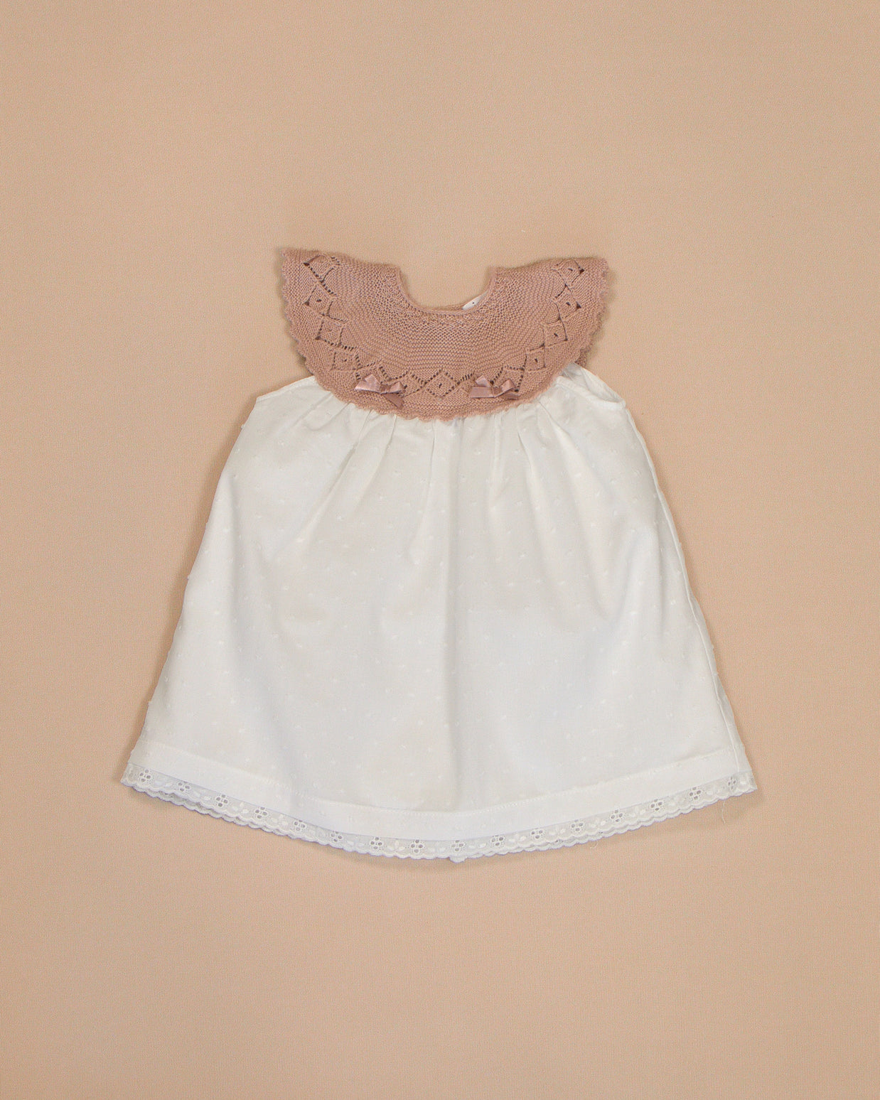 Patricia Dress with Knitted Scalloped Collar & Lace Trim