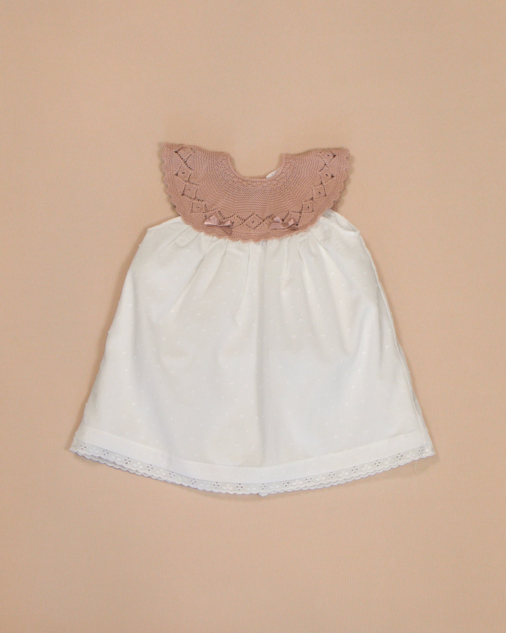 Patricia Dress with Knitted Scalloped Collar & Lace Trim