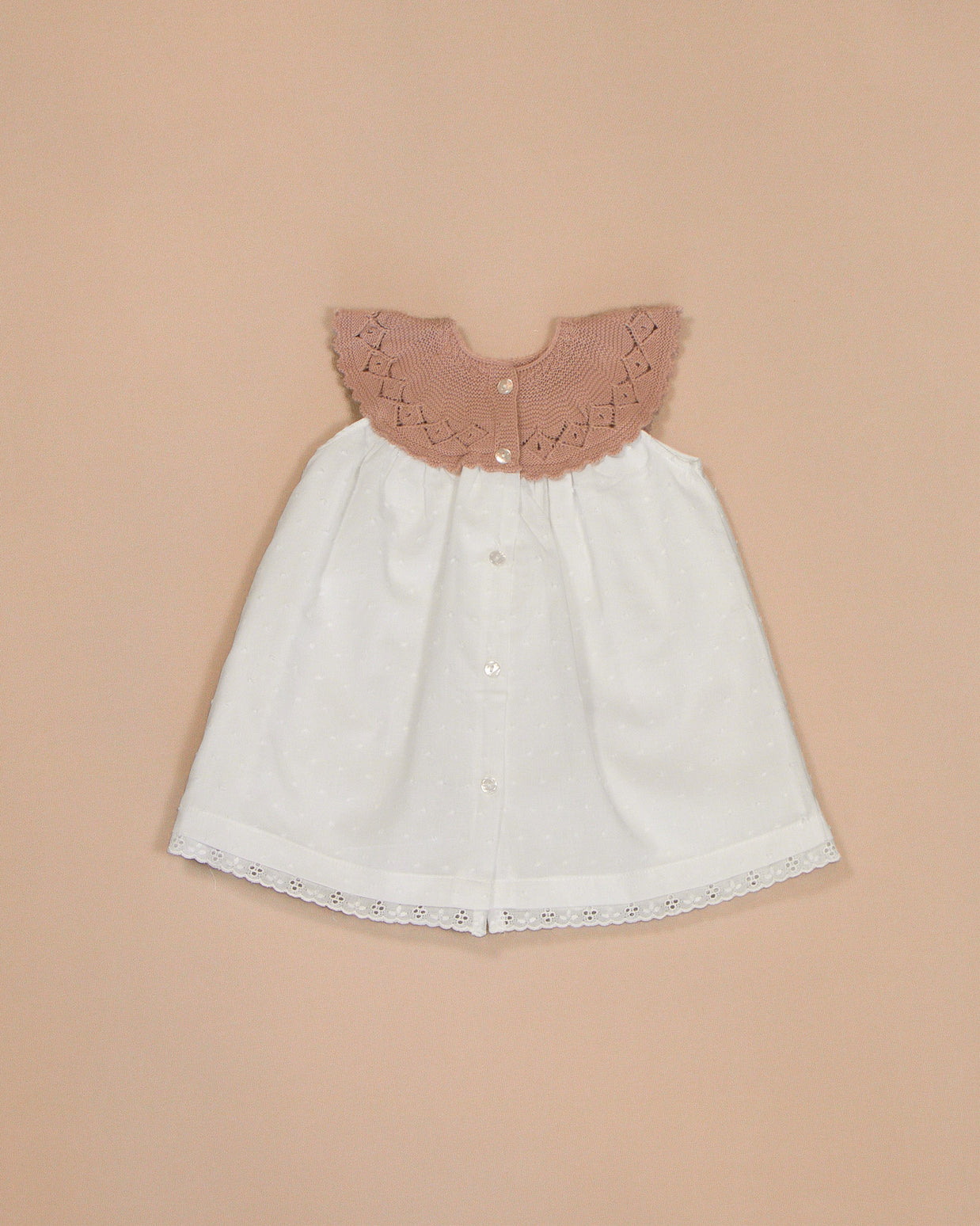 Patricia Dress with Knitted Scalloped Collar & Lace Trim