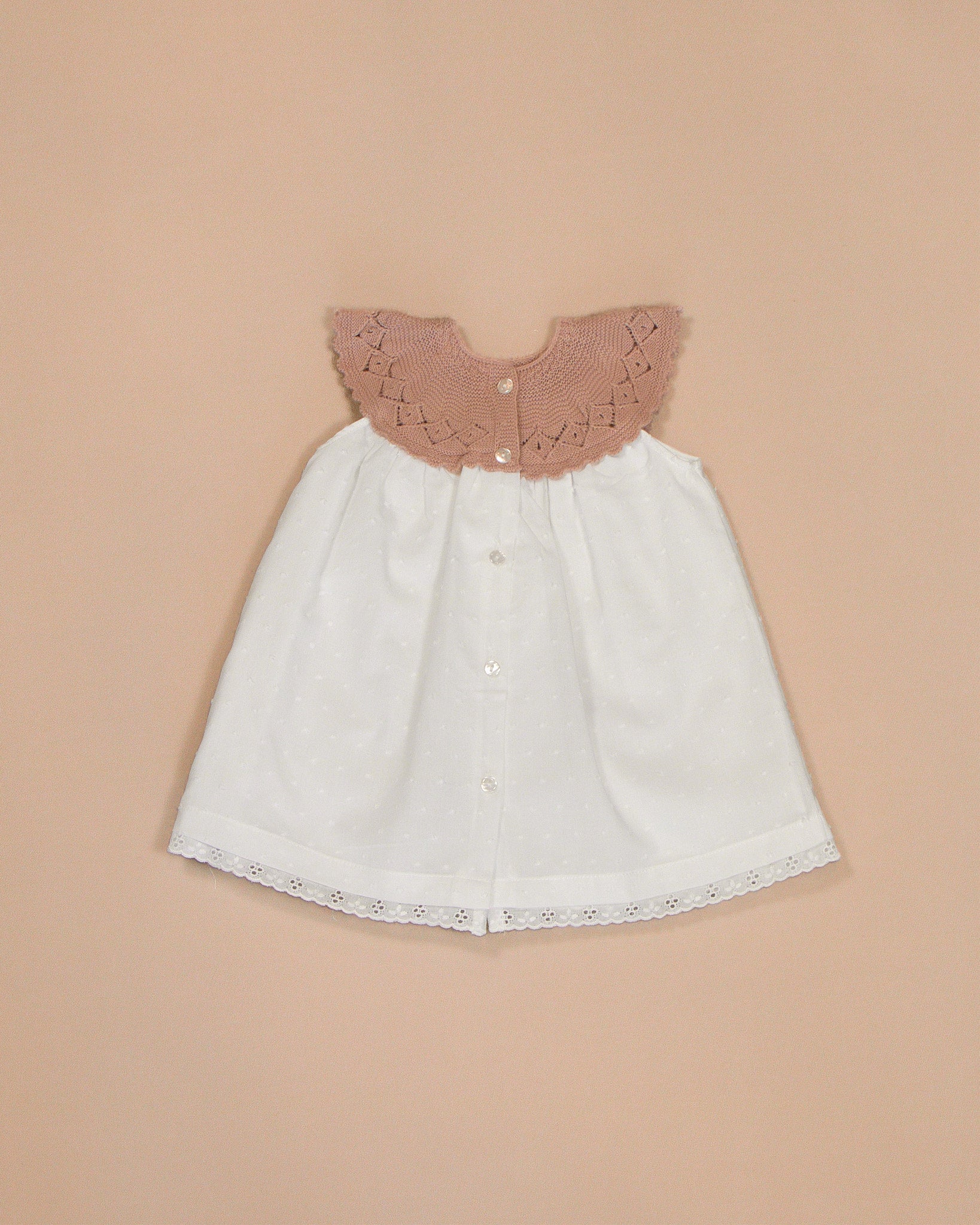 Patricia Dress with Knitted Scalloped Collar & Lace Trim