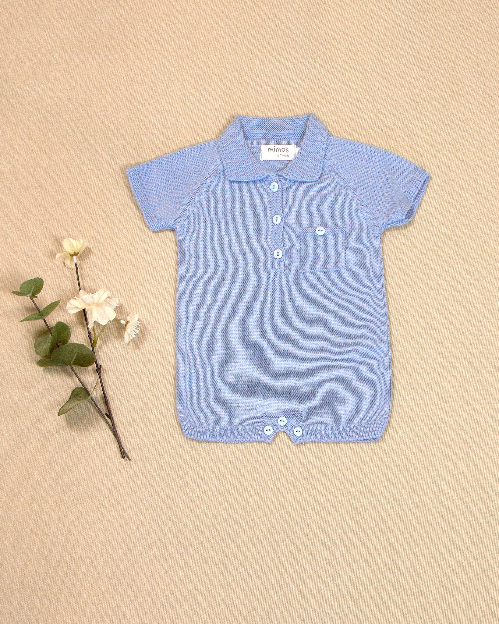 Ricardo Knit Romper with Polo Collar & Button Details