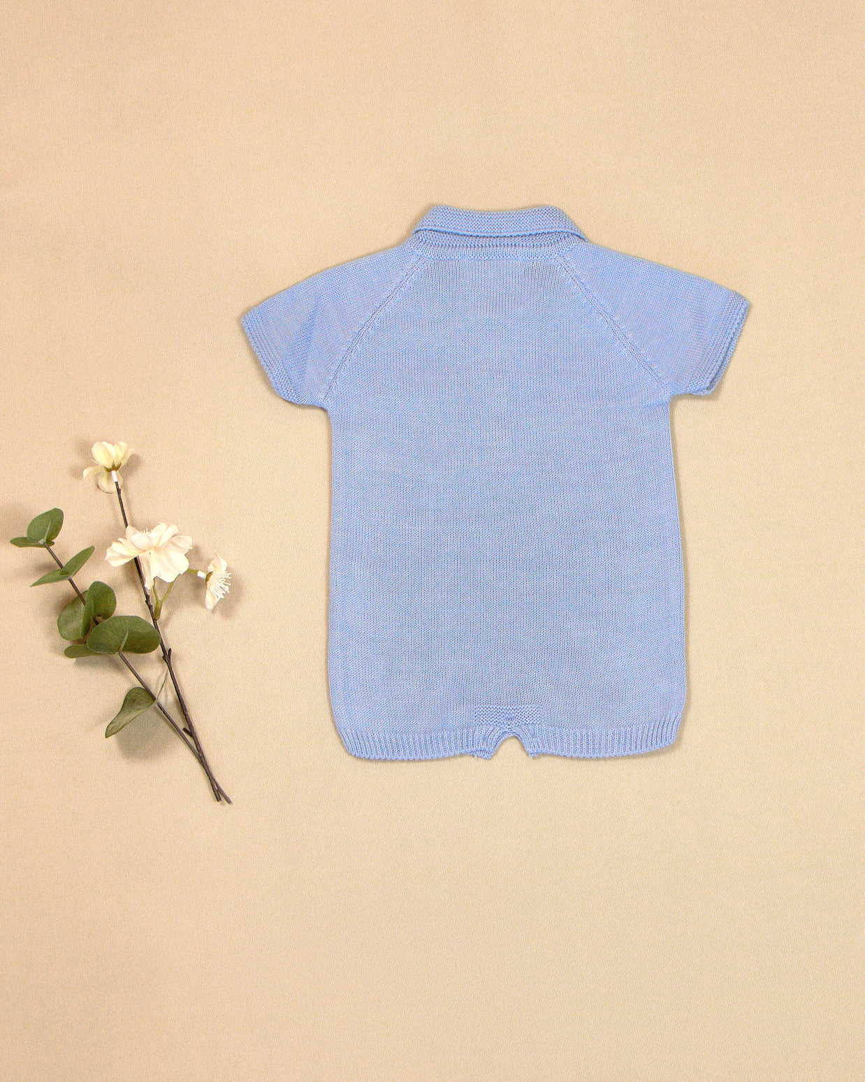 Ricardo Knit Romper with Polo Collar & Button Details